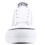 Championes Converse Chuck Taylor All Star Lift, de plataforma, color blanco con detalles en negro en la suela.