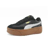 Championes Puma Club II Era Platform para mujer, color negro con detalles en blanco y suela marrón.