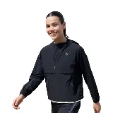 Campera deportiva Topper Sprint para mujer, color negro, con capucha y cierre de medio cuerpo.