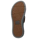 Sandalias Reef Santa Ana color negro con base gris y tiras marrones con logo de la marca.