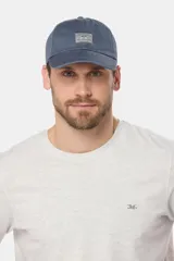 Gorro con visera azul de lona con parche frontal con logo Legacy & Co.