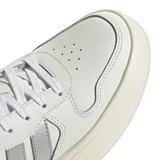 Championes Adidas Lite Court color blanco con detalles en gris y rosa.