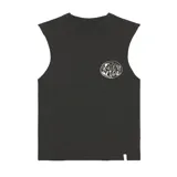 Musculosa sin mangas color negro, con cuello redondo y corte recto. Presenta un pequeño estampado circular blanco en el pecho con el texto "CRITICAL SLIDE".