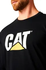 Remera de manga larga blanca con logotipo reflectante de Cat Workwear en el pecho, diseñada para visibilidad y seguridad.