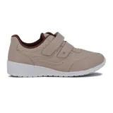 Championes Kolosh color beige con detalles en marrón, ajuste con doble velcro y suela blanca.