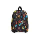 Mochila Vans Old Skool con estampado de flores, personajes de Sesame Street y damero.