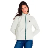 Campera polar Caterpillar para mujer, color violeta, con cierre frontal completo, cuello alto y bolsillos laterales.