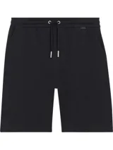Short negro texturizado, con cintura elástica ajustable con cordones y bolsillos laterales.