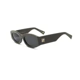 Lentes de sol Prune modelo Eula, de montura gruesa y forma ovalada/gato, color verde militar mate. Poseen lentes oscuros y logo dorado de la marca en las patillas.