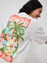 Remera amarilla de algodón con corte oversized y estampado en el frente.