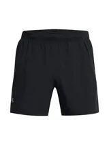 Short de running Under Armour Launch de 5 pulgadas, color bordó con logo reflectivo en el lateral.