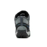 Bota de trekking Merrell Accentor 3 Mid WP color gris con detalles en negro y azul. Impermeable, con suela adherente y puntera reforzada.