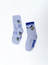 Pack de dos pares de medias blancas con puño azul y diseño de Donald.
