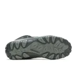 Bota de trekking Merrell Crosslander 3 Mid WP, color negro con detalles en gris. Fabricada en cuero y malla transpirable, con membrana impermeable, puntera sintética resistente a la abrasión y suela de goma con tracción.