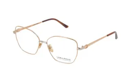 Armazón de anteojos Linea Roma modelo 118, con marco dorado y plateado, y patillas marrones.