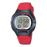 Reloj digital Casio LW200-4AVDF con caja de resina negra y correa de resina roja.