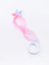 Broche con extensión de pelo multicolor, con forma de estrella de mar.