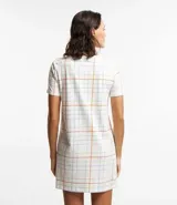Camisón corto de algodón con estampado a cuadros, cuello redondo, mangas cortas y estampa de oso en el pecho.