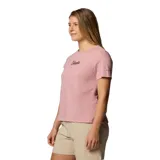 Remera blanca de algodón orgánico con cuello redondo y logo de Columbia estampado en el pecho.