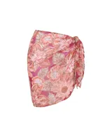 Pareo corto de poliéster con estampado de flores.