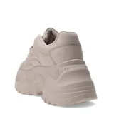 Zapatillas deportivas color beige con plataforma gruesa y acordonadas.