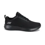 Championes Skechers Go Walk Joy negros de malla, con cordones y suela ancha.
