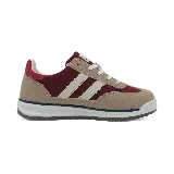Zapatillas deportivas Le Groupe de dama, color beige con detalles en marrón y dorado.