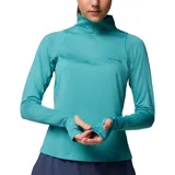 Remera deportiva Columbia negra de manga larga con medio cierre frontal y tecnología Omni-Wick para control de la humedad y neutralización de olores.