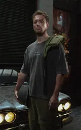 Remera negra con efecto gastado y estampado de los personajes de la película Bastardos Sin Gloria.