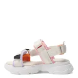 Sandalias deportivas con plataforma, tiras de ajuste con velcro en colores blanco, rosa, celeste, naranja y lila.
