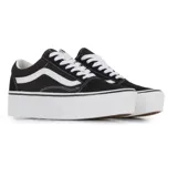 Championes Vans Old Skool con plataforma, color negro con la clásica banda lateral blanca.