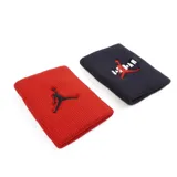 Pack de dos muñequeras deportivas Jordan Jumpman, una roja con logo Jumpman negro y otra negra con logo Jumpman rojo y texto "Jordan" en blanco.