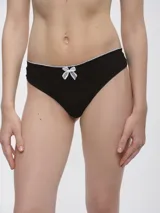 Colaless de algodón color negro con ribete blanco y moño blanco en el frente.