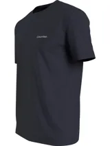Remera azul marino de algodón con cuello redondo y logo de Calvin Klein bordado en blanco en el pecho.
