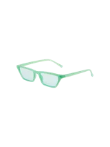 Lentes de sol con marco rectangular color verde agua.