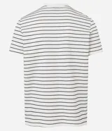 Remera regular de algodón con cuello redondo, manga corta y estampa de rayas horizontales en relieve.