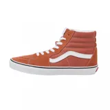 Zapatillas altas de gamuza color tostado con detalles en blanco y suela de goma.