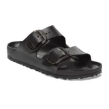 Sandalias Birkenstock Arizona Big Buckle, color negro, con dos correas ajustables y hebillas grandes color peltre.