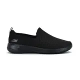 Championes Skechers GoWalk Joy, color negro, sin cordones, con capellada de malla transpirable, plantilla Goga Max y media suela 5GEN para mayor amortiguación.
