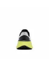 Championes de running Columbia Konos Elevate para hombre, con capellada de tejido blanco y negro con patrón geométrico, detalles en negro y suela de goma color amarillo flúor.