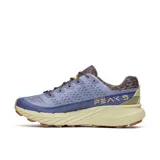 Zapatillas de trail running Merrell Agility Peak 5, color azul con detalles en marrón y amarillo.