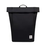 Mochila enrollable negra con cierre superior y compartimento acolchado para laptops de hasta 15,6".