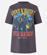 Remera gris de algodón con estampa de la banda Guns N' Roses.