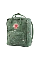 Mochila Kanken Classic de edición limitada con estampado floral en tonos verdes.