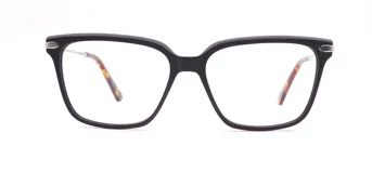 Armazones de óptica en acetato color negro con detalles en las patillas.