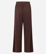 Pantalón recto de mujer color verde militar, con cintura elástica y lazo funcional para ajustar. Confeccionado en tejido texturizado.