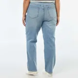 Pantalón de jean celeste de corte recto y cintura alta.