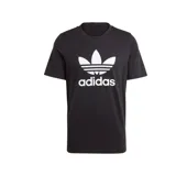 Remera de algodón negra con logotipo del trébol de adidas en el frente, de corte clásico.