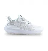Zapatillas de running blancas con detalles en gris, diseñadas para comodidad y estilo.
