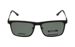 Anteojos INVU Clip-On 32505A, con armazón negro rectangular y lentes polarizadas.